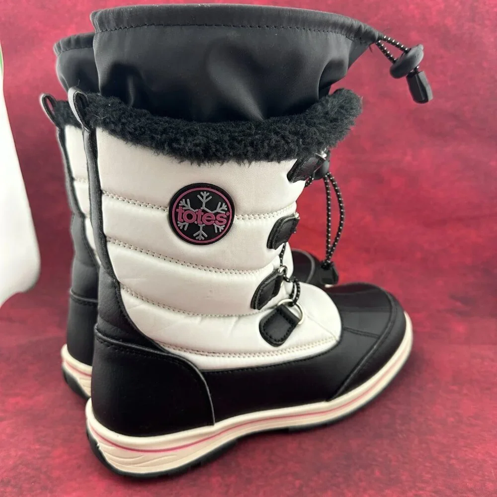 TOTES ALPINE MACKENZIE KIDS GIRLS WINTER BOOTS WHITE & BLACK THERMOLITE SIZE 4M